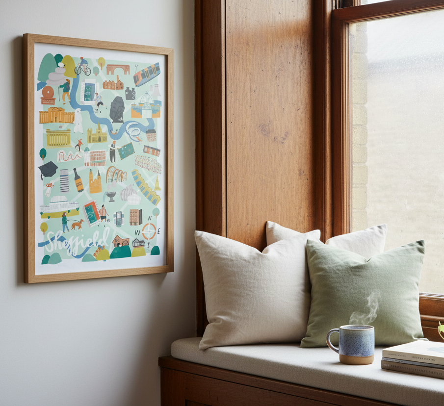 Illustrated Sheffield Map Print – Window Nook