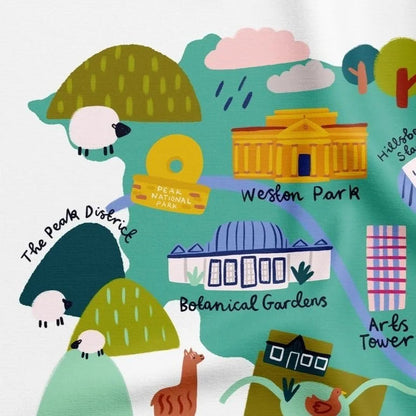 Sheffield Map Tea Towel Lauren Radley