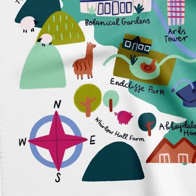 Sheffield Map Tea Towel Lauren Radley