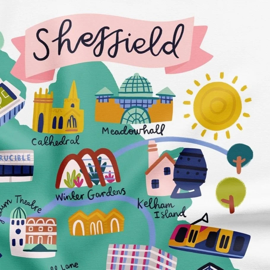 Sheffield Map Tea Towel Lauren Radley