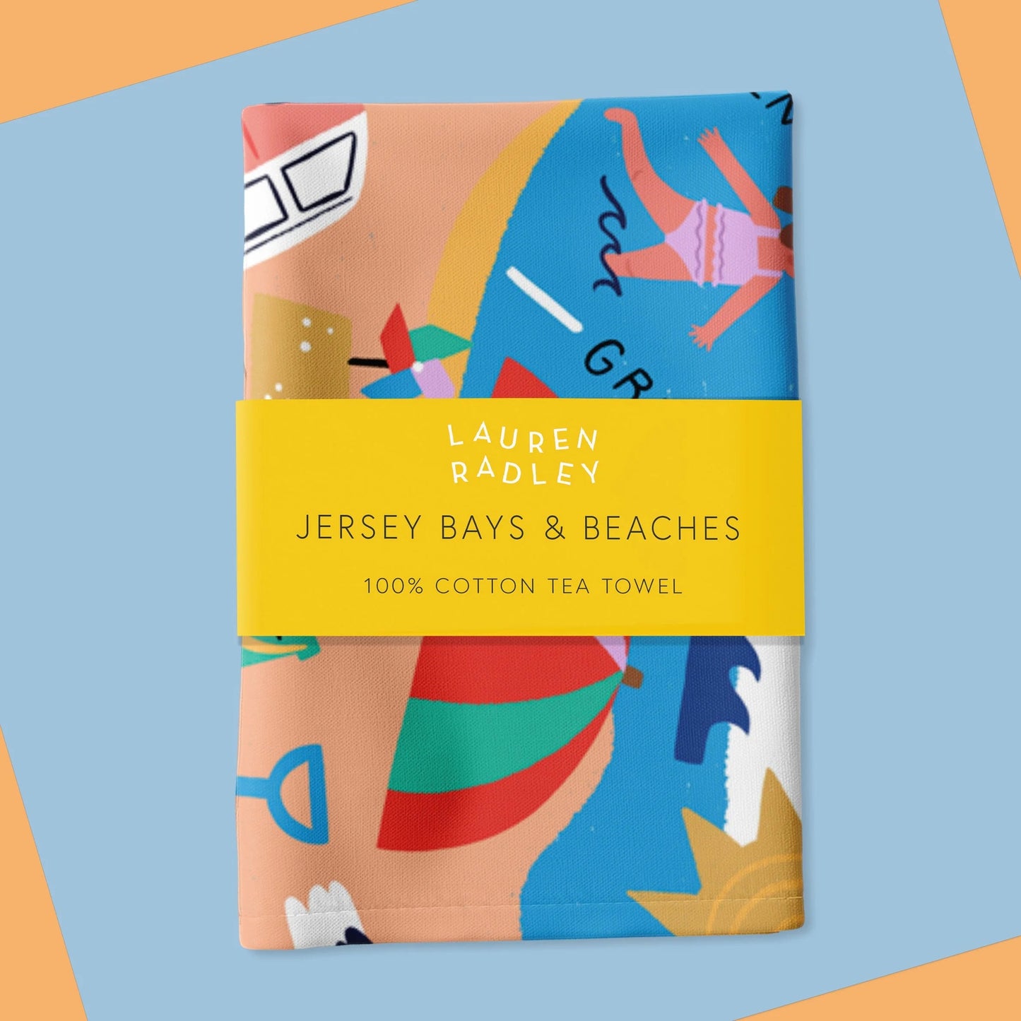 Jersey Bays & Beaches Map Tea Towel Lauren Radley