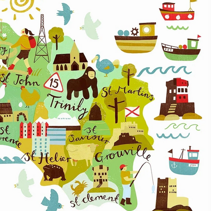 Jersey Map Print - Channel Islands