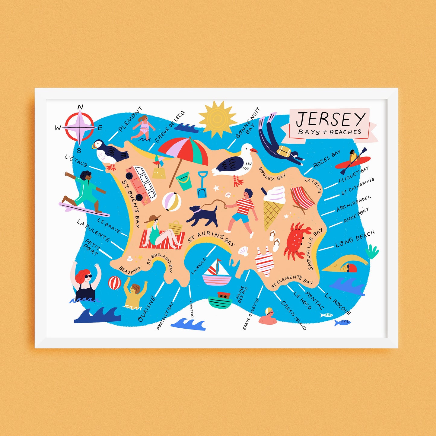 Jersey Bays and Beaches Swimming Map