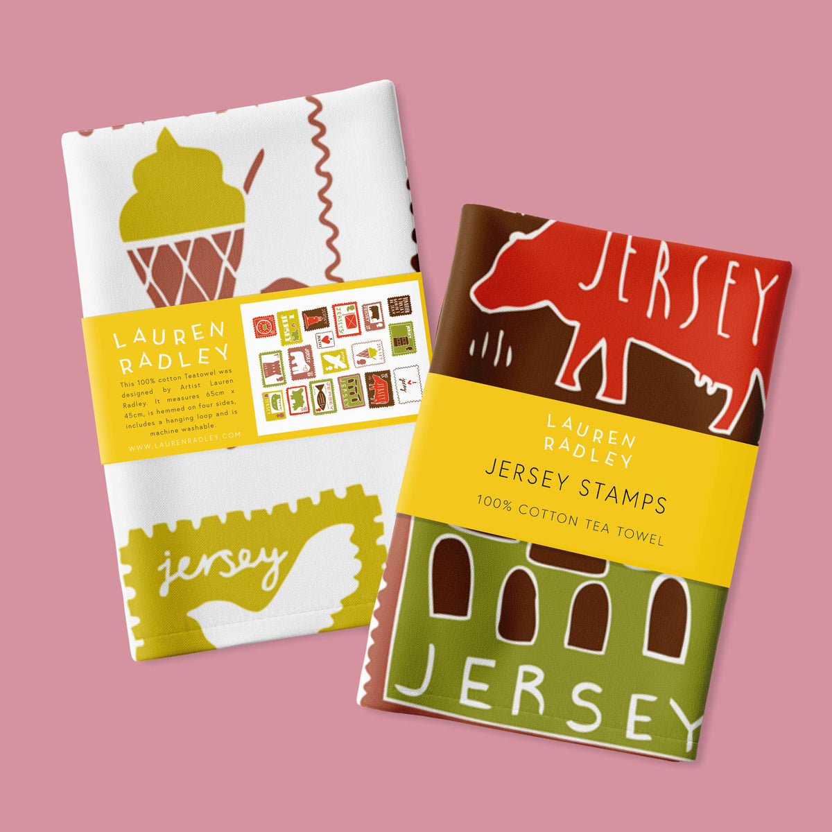 Jersey Stamps Tea Towel
