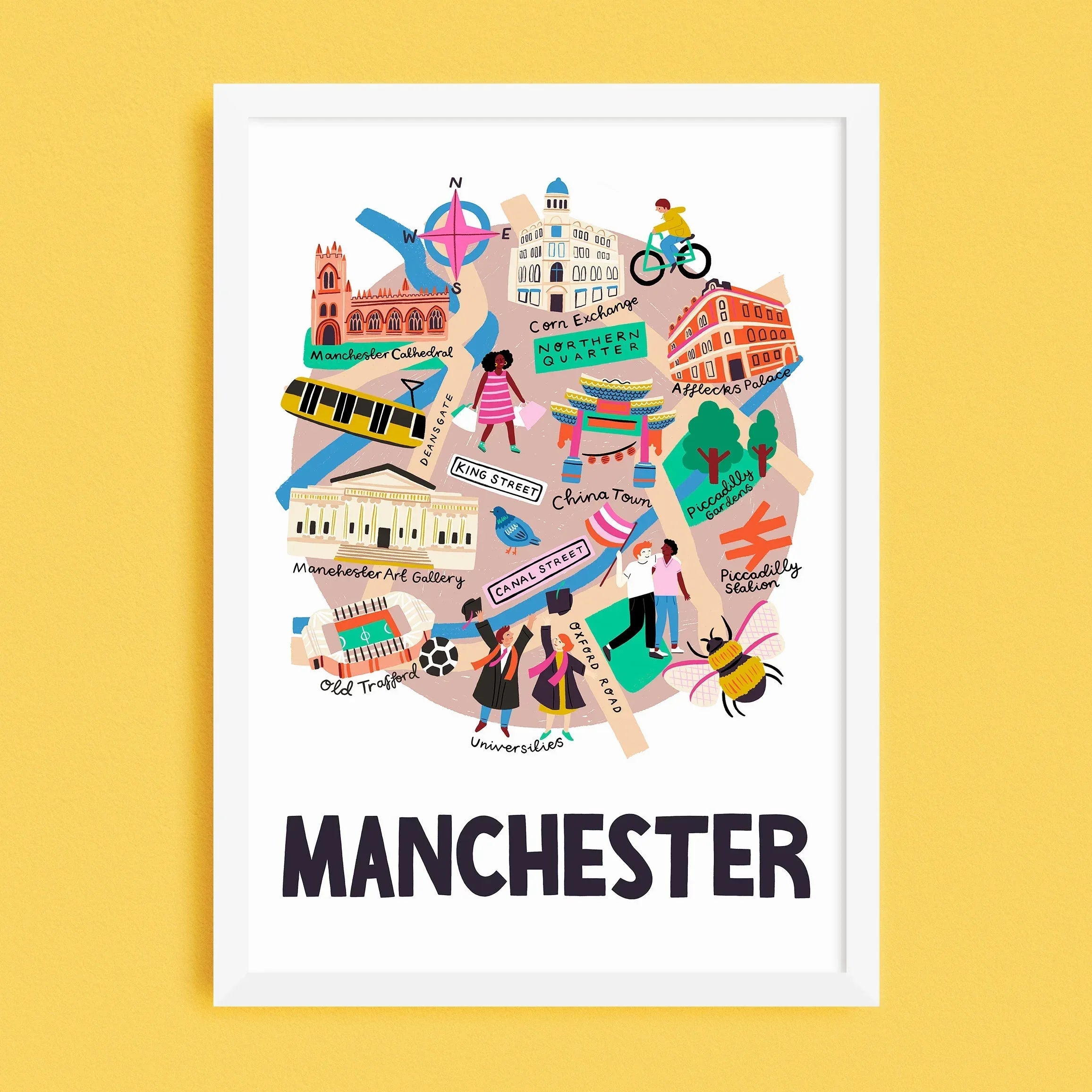 Manchester City Map Art Print | Hand-Drawn Manchester Wall Art – Lauren ...