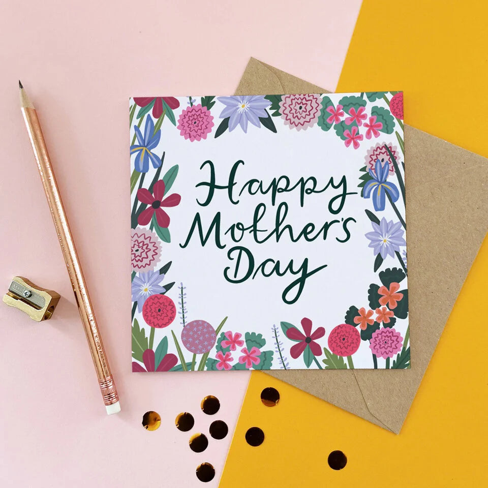 Floral Wreath Mothers Day Card