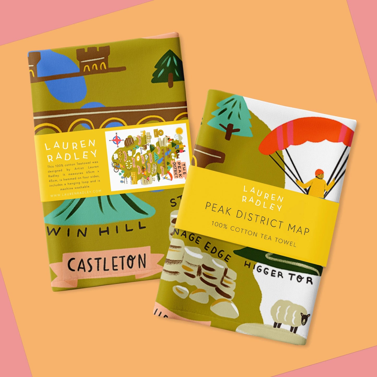 Peak District Map Tea Towel