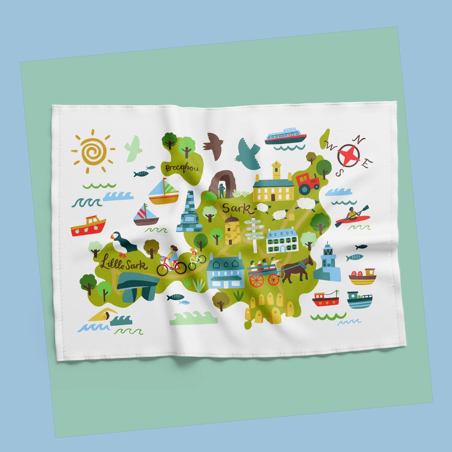 Sark Map Tea Towel