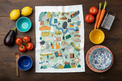 Sheffield Tea Towel - Vibrant Flat Lay