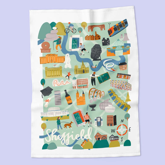 Sheffield City Map Tea Towel