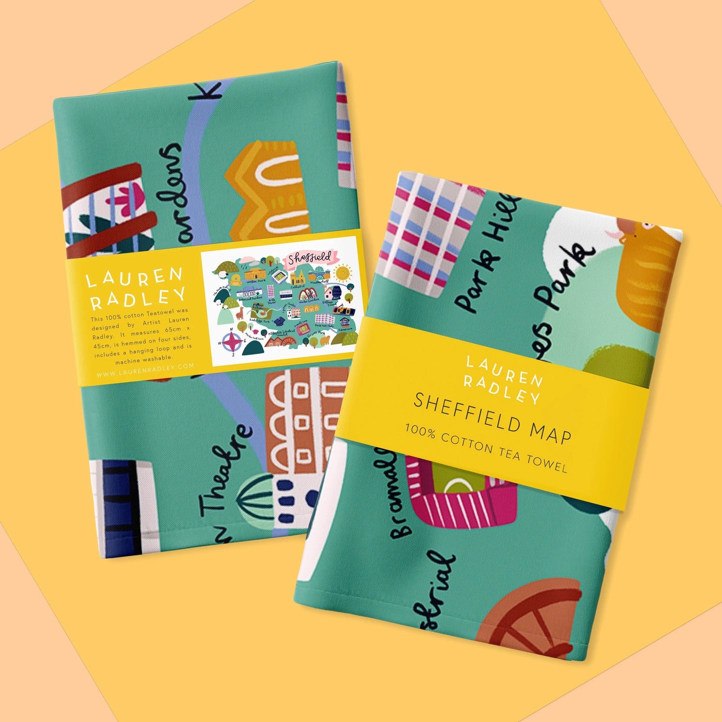 Sheffield Map Tea Towel Lauren Radley