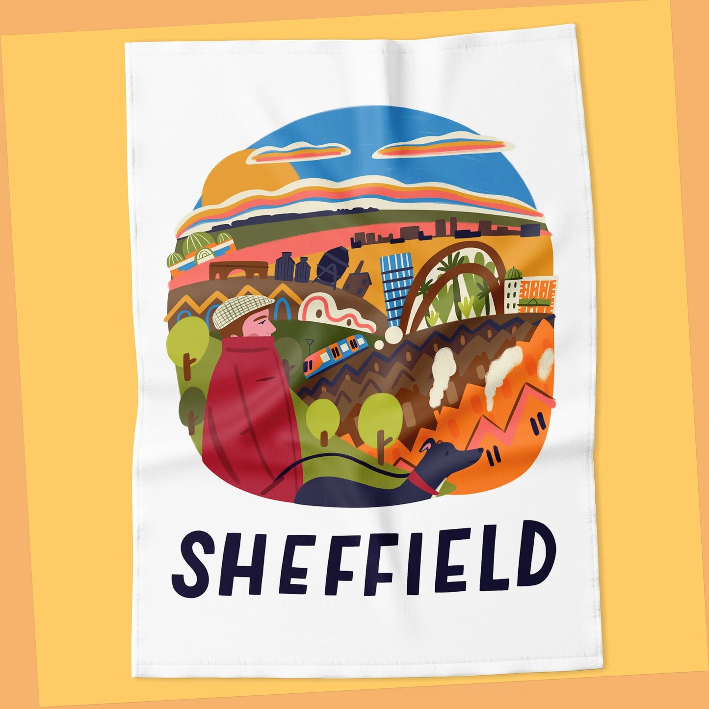 Sheffield Travel Poster Tea Towel