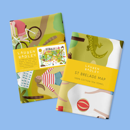 St Brelade Map Tea Towel