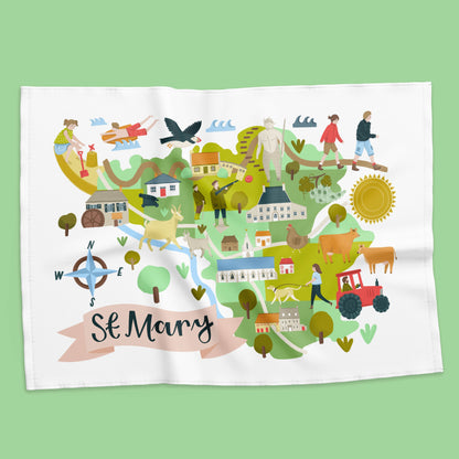 St Mary Map Tea Towel Lauren Radley