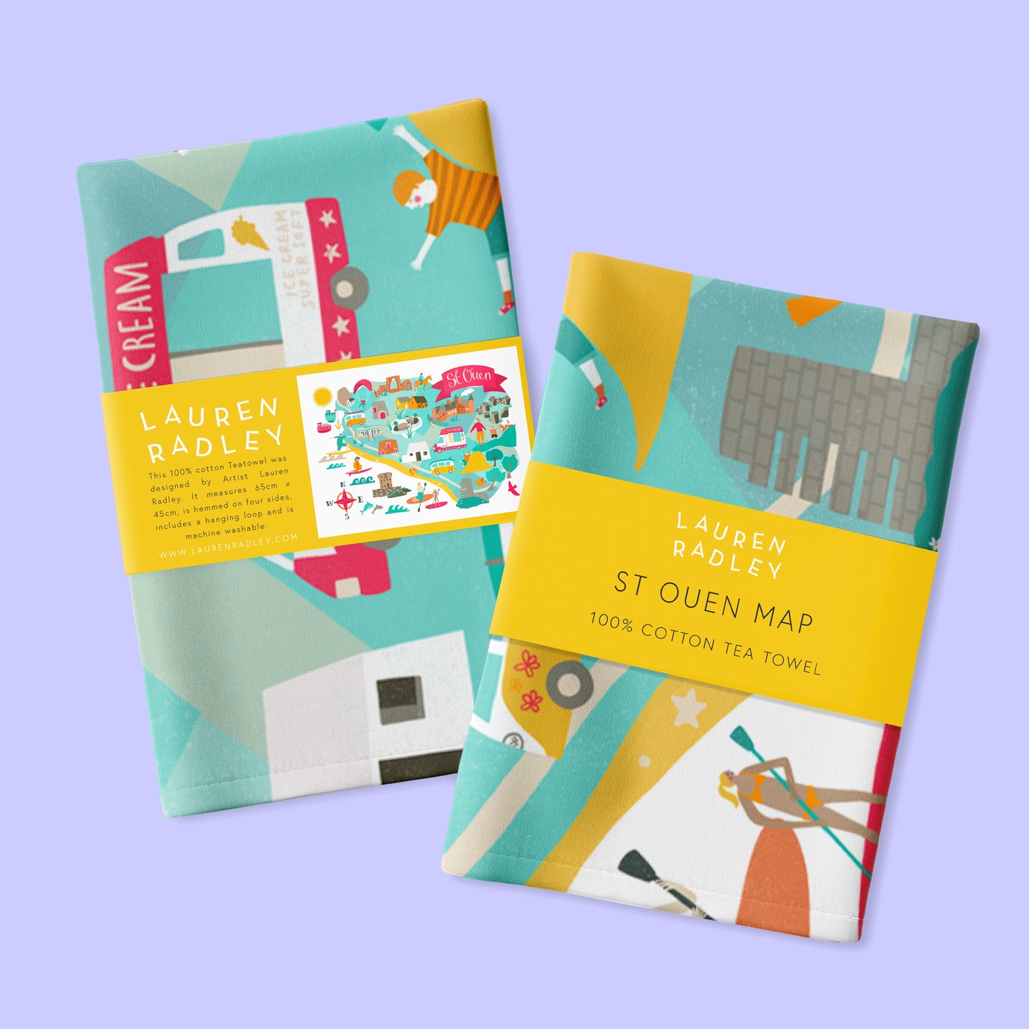 St Ouen Map Tea Towel