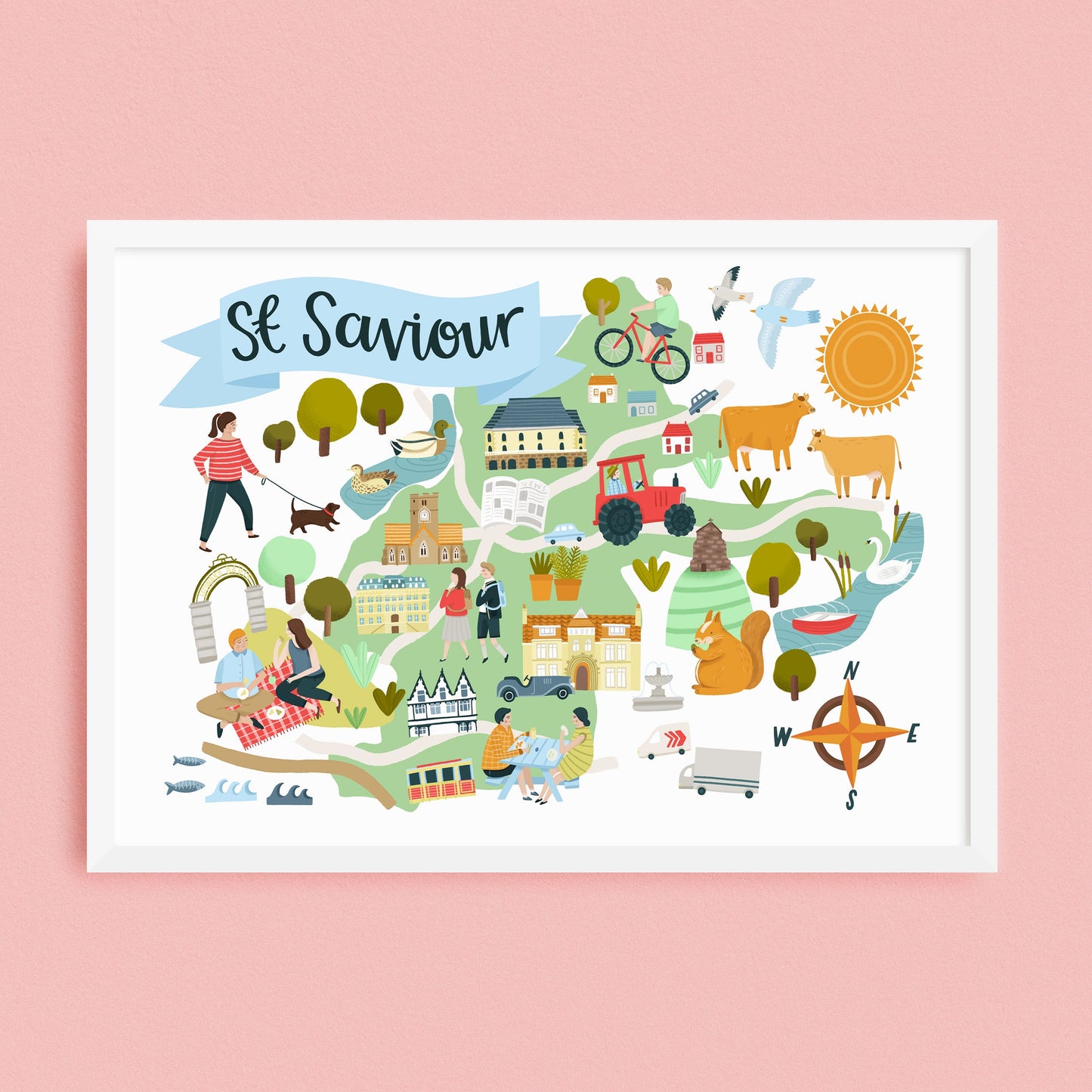 St Saviour Map - Jersey Print Lauren Radley