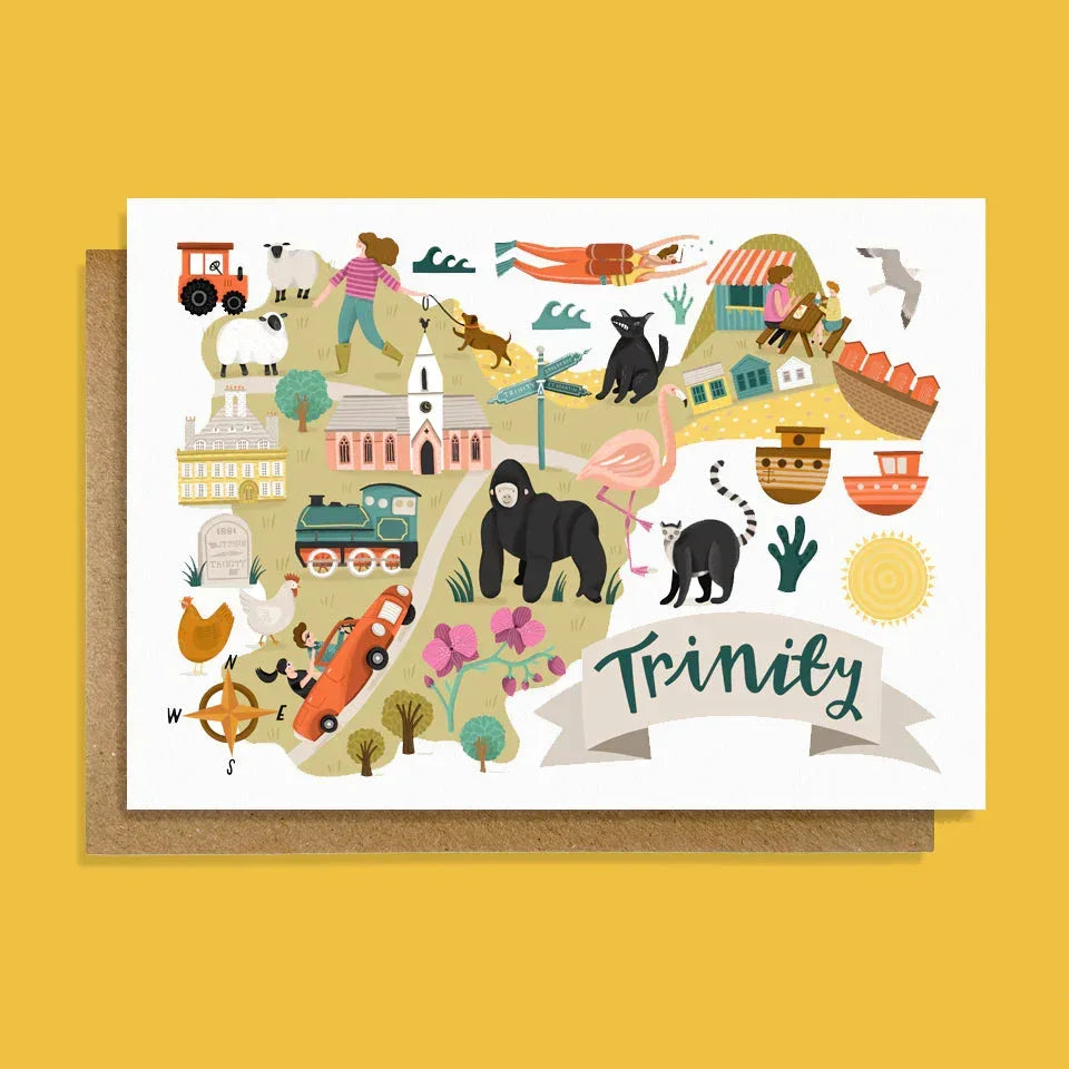 Trinity Word Map Trinity Map Card | Jersey Parish Map Greeting Card | Lauren Radley