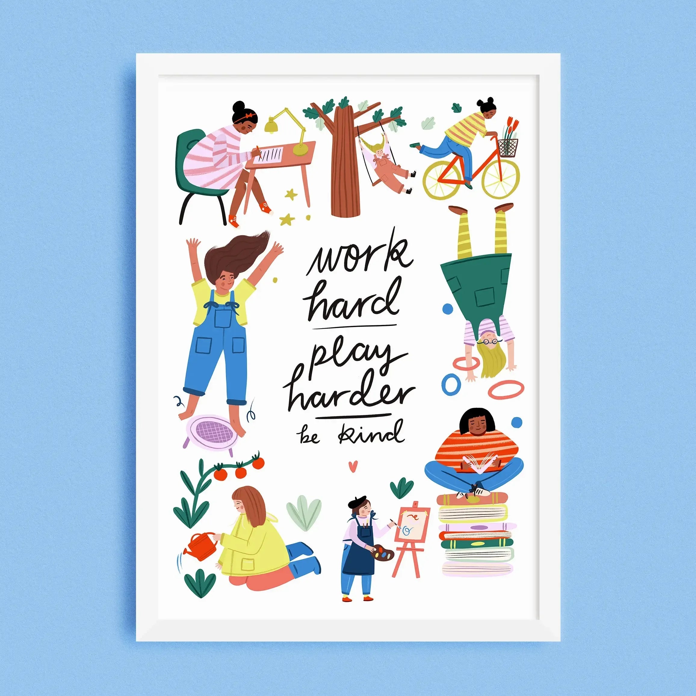 Work Hard Print | Motivational Wall Art Poster | Lauren Radley